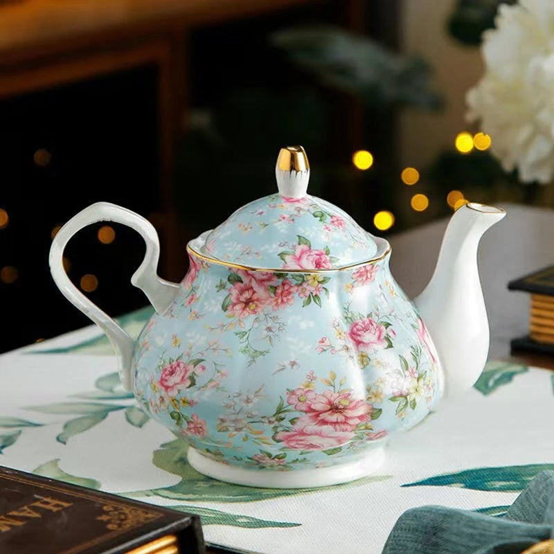 400ML English British Fine China Teapot Heating Base High-Grade Porcelain Tea Warmer Teapot Set Ceramic Holding Furnace