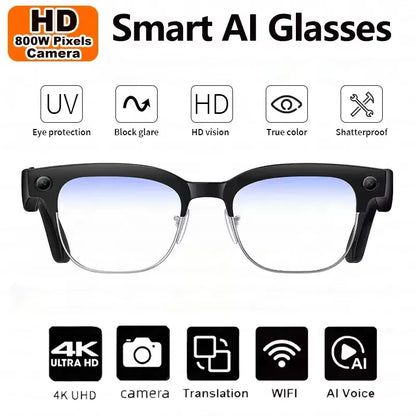 2026New 800W Pixel Camera Smart Glasses Men Video Recording AI Photo Recognition Bluetooth Call Voice Translation Sunglasses Man