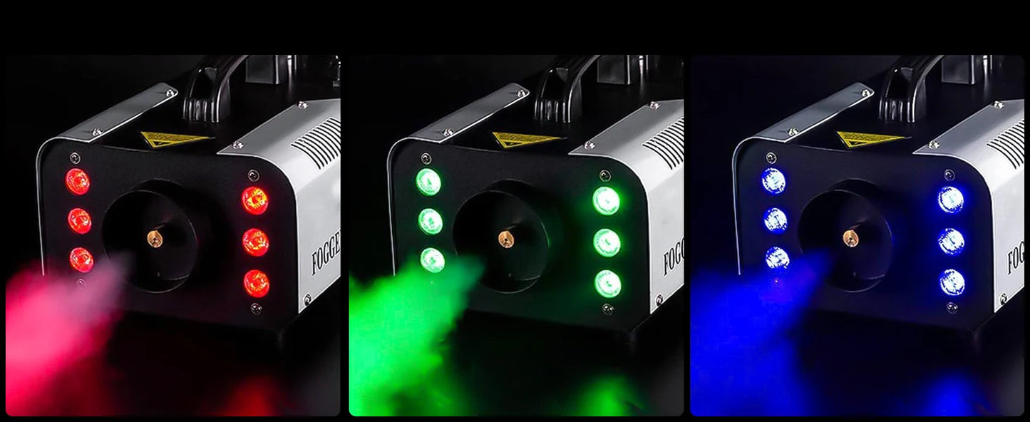 Datewink 1200W Smoke Fog Machine RGB 6LEDs Stage Lighting Effect Haze Generator Remote Control For Party DJ Disco Club Wedding