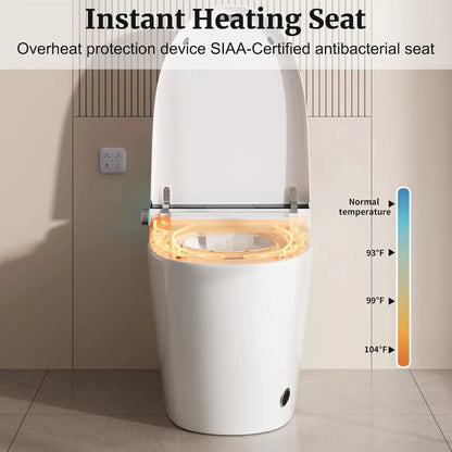 Smart Toilet Heated Seat Auto Flush & Soft-Close Lid Elongated One Piece Light
