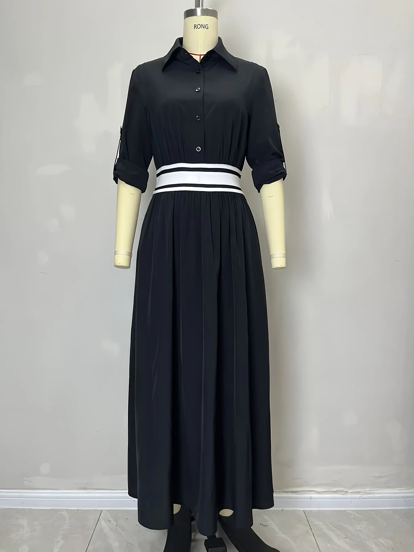 New Patchwork Fashion Dress Turn-down Collar 2026 Spring Summer Office Ladies Button Female Women Casual Loose Female Dress S209