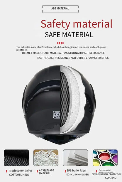 Full Face Motorcycle Helmet for Men and Women - Dual Lens Anti-Fog All Season Riding
