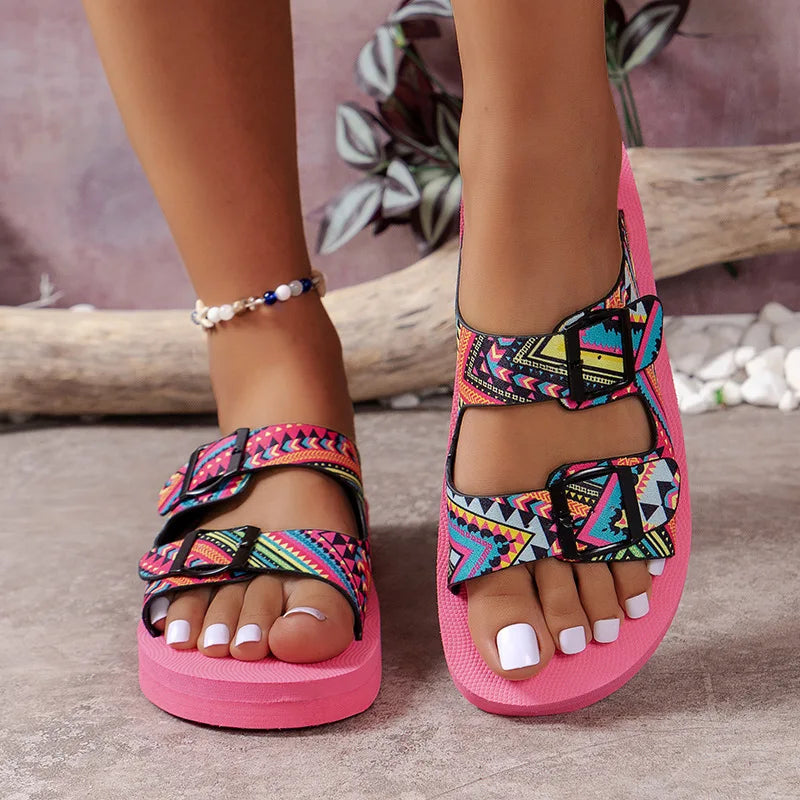 Women Slippers Lightweight Slippers New Mixed Colors Buckle Women Sandals Casual Beach Slippers House Shoes Designer Flat Shoes