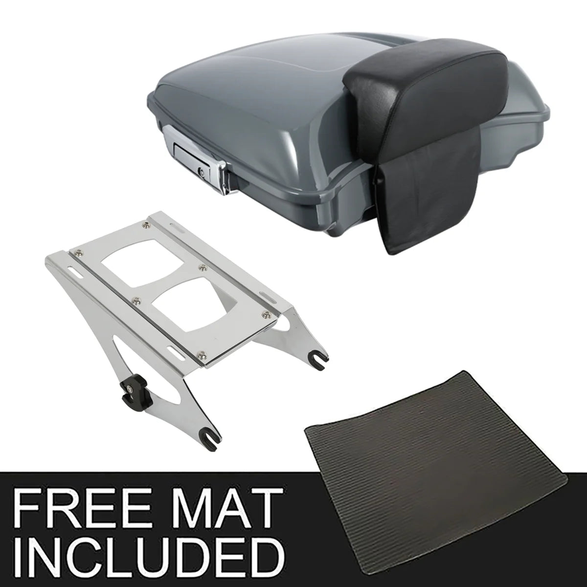 Motorcycle Razor Trunk Backrest Rack For Harley Touring Road Glide Street Glide 2014-2025 Gunship Gray