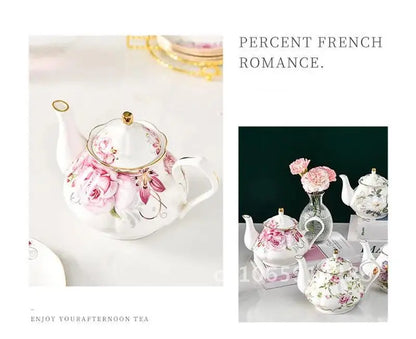 400ML European Bone Coffee Teapot English Afternoon Tea Set Kettle Pot Resistant High-Grade Porcelain Heat China Teapot Pot