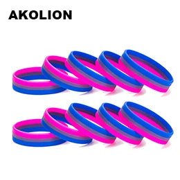 LGBT Pride Rainbow Pansexual Asexual Genderqueer Bisexual Wristband Jewelry Silicone Bracelet SLP-0000