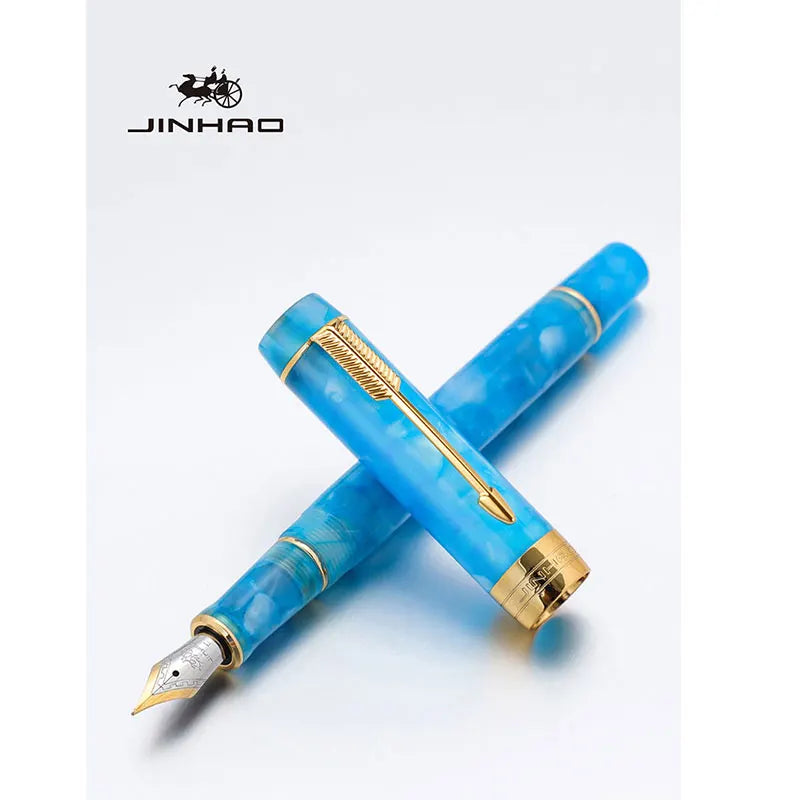 Jinhao 100 Fountain Pen Commemorative Resin Good Pen Nib 18 KGP Gold Sandwiched Thin Tod Small Business Office Gift Pen