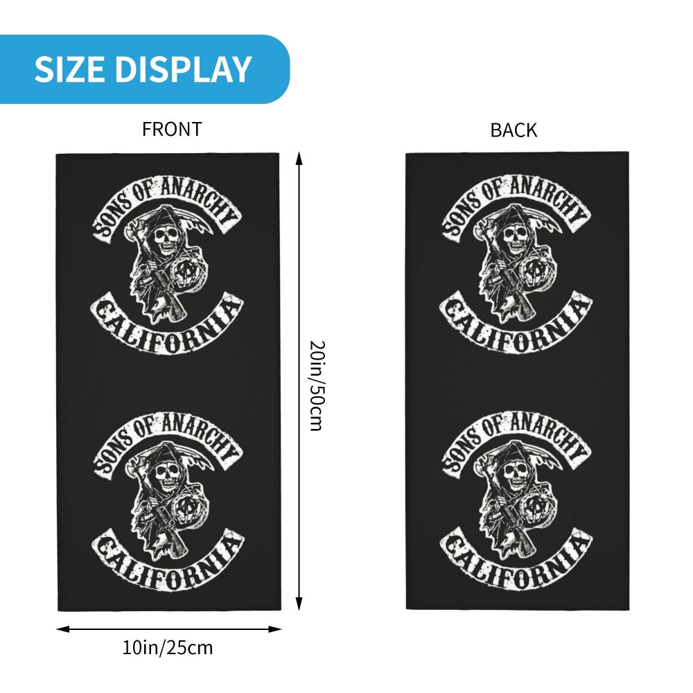 Custom 1 Percenter Essential Sons Bandana Neck Gaiter for Ski Camping Men Women Wrap Scarf TV Show Anarchy Headband Warmer