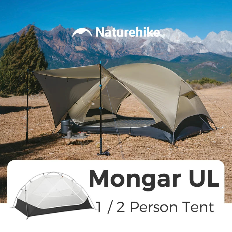 Naturehike Mongar 2 UL/PRO 1-2 Person Backpacking Tent Nylon Waterproof Ultralight Travel Trekking Shelter Tent with Footprint
