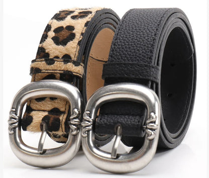 Leopard Print Belt Women's Fashion Casual Versatile Jeans Accessories Girdle Gothic Retro Pu Leather Pin Buckle Waistband