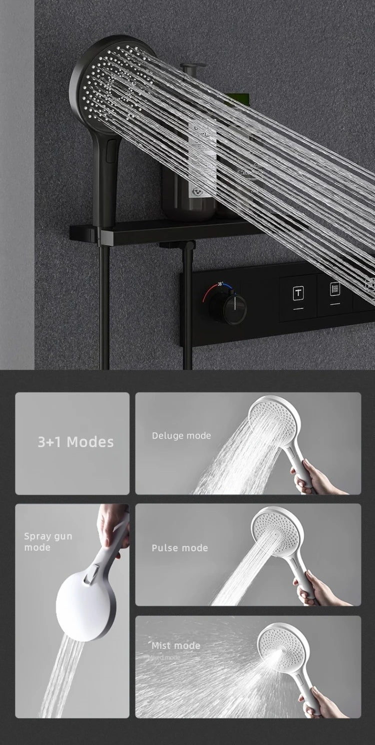 Shower System Set 2025 in Wall Mount With Thermostatic Multi-Function Mixer Rainfall For Showering Luxury Bathroom Smart Home