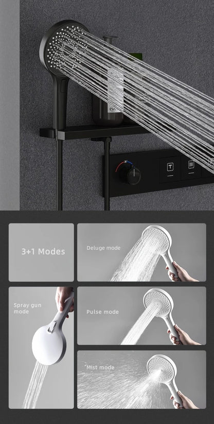 Shower System Set 2025 in Wall Mount With Thermostatic Multi-Function Mixer Rainfall For Showering Luxury Bathroom Smart Home
