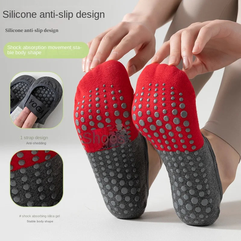 1 pair of women's patchwork color Pilates socks, non slip yoga socks, dance socks, and floor socks
