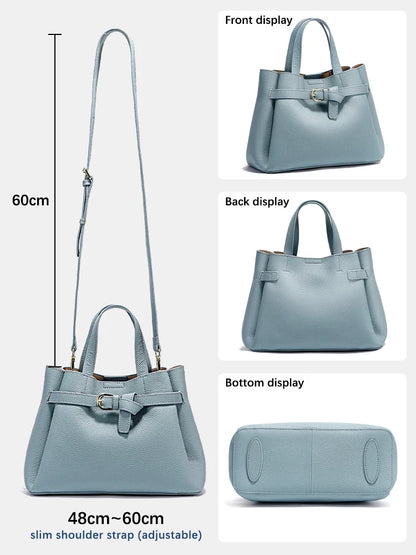 Zency Fashion Genuine Leather Top-handle Bag For Women Luxury Designer Crossbody Bag Zipper Purse Elegant OL Work Bag Tote Sac