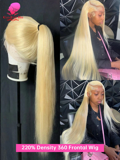 38 Inches 220 Density 360 Lace Frontal Wigs Straight Lace Frontal Wig 13x4 13x6 Blonde 613 Lace Front Human Hair Wigs For Women