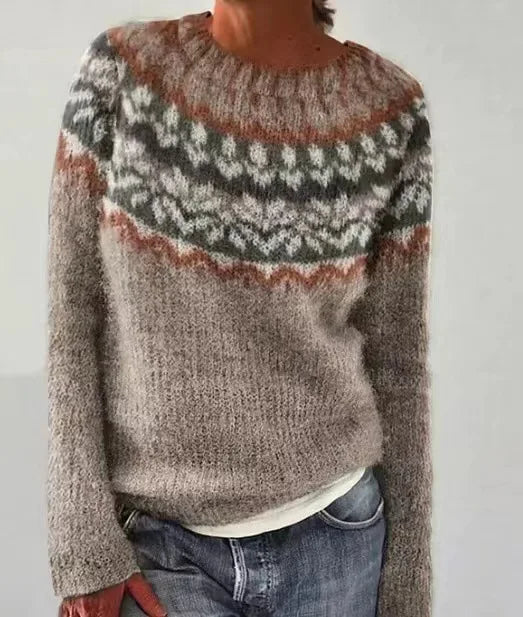 2025 Spring Knitted Women Sweater Print O-neck Long Sleeve Casual Loose Sweaters Female Winter Elegant Trendy Ladies Clothes