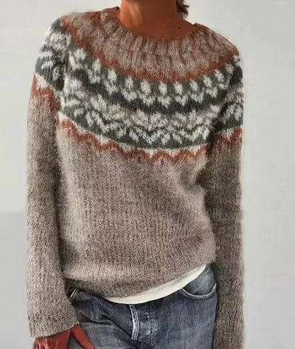 2025 Spring Knitted Women Sweater Print O-neck Long Sleeve Casual Loose Sweaters Female Winter Elegant Trendy Ladies Clothes