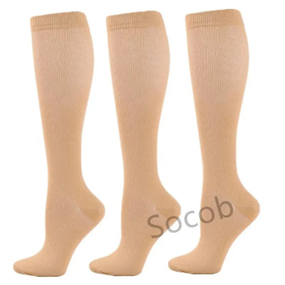 3/6/7 Pairs Compression Socks Women Medical Edema Running Socks Men Knee Length Cycling Socks  Football Basketball Outdoor trave