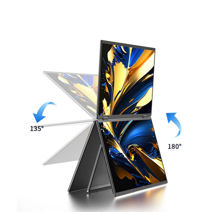 SIBOLAN 16" Dual Portable Monitor 2.5K IPS Folding PC Display USB-C HDMI Plug Laptop Screen Extender for Mac Windows Phone