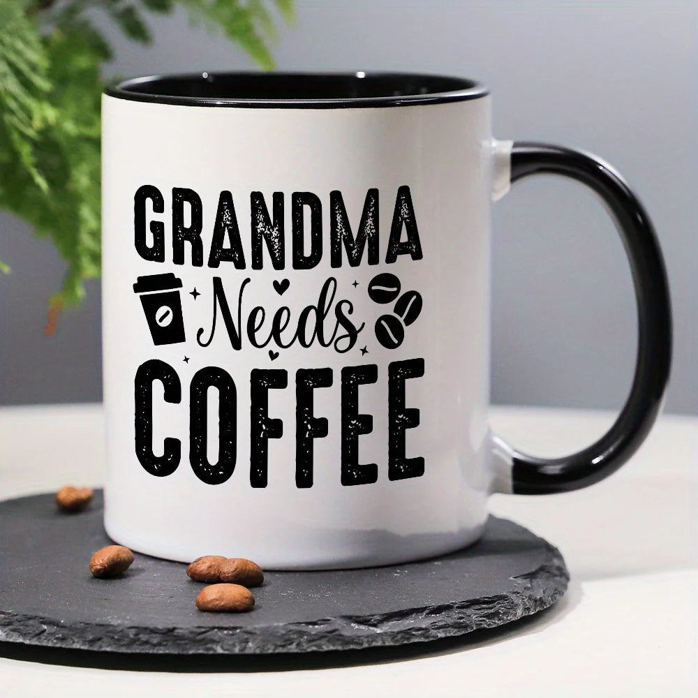 1pc Funny Grandma Needs Coffee Mug - 11oz Ceramic Cup with "Grandma Needs Coffee" Design, Perfect for Grandparents Day, Reusable