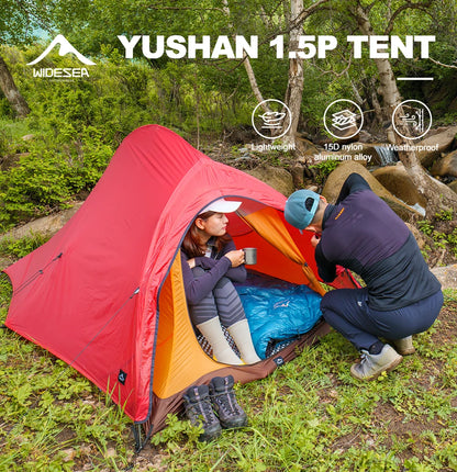 WIDESEA Outdoor Camping 1.5 person Double-Layer Fish Spine tent 15D Nylon Silicone-Coated  Lightweight for Hiking & camping