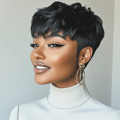 Pixie Cut Wigs For Women Brazilian Human Hair 99J Red 613 Short Wig With Bangs Layered Pixie Cut Wigs Full Machine Made Wig