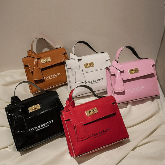 Bright Leather Kelly Bag - Printed Shoulder Crossbody Purse, Women's Easy-to-Match Fashion Handbag