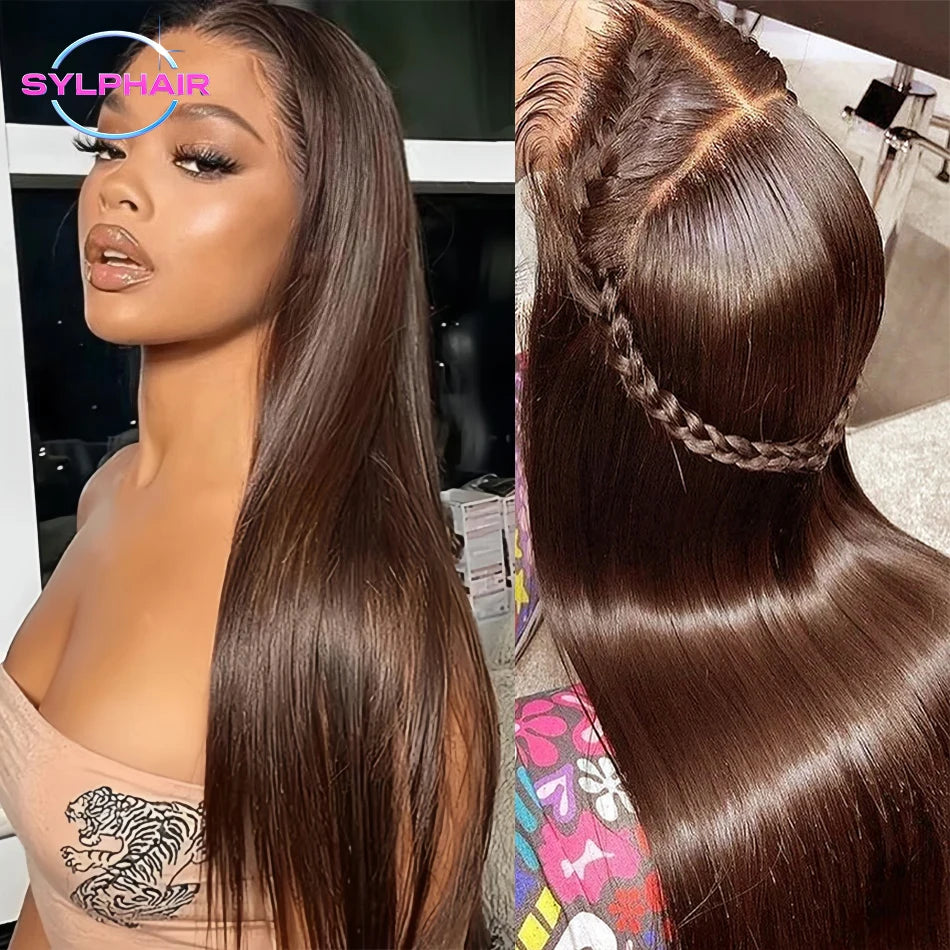 13x4 Chocolate Brown Lace Front Wigs Human Hair For Women 13x6 Hd Straight Lace Frontal Wig 4x4 5x5 Closure Human Hair Wig