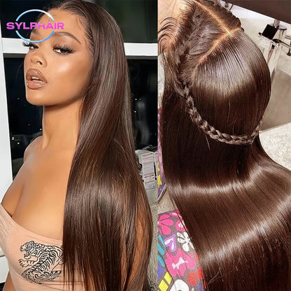13x4 Chocolate Brown Lace Front Wigs Human Hair For Women 13x6 Hd Straight Lace Frontal Wig 4x4 5x5 Closure Human Hair Wig