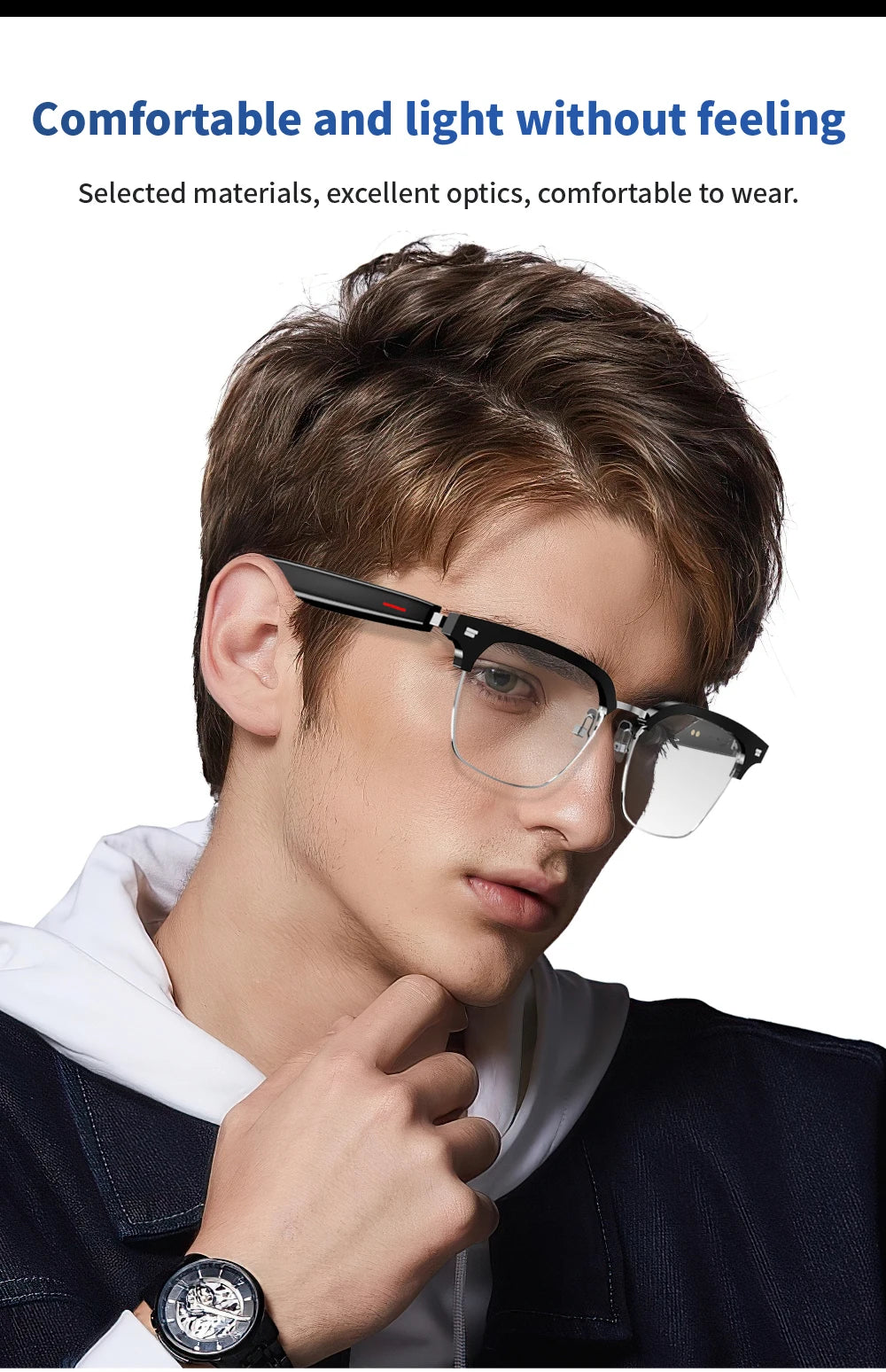 Smart Glasses with AI Navigation Listen Songs Bluetooth Call Voice Assistant Remote Camera Translate Language Smart Sunglasses