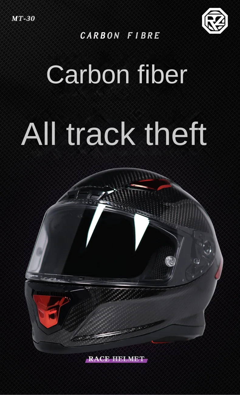 ORZ Carbon Fiber Motorcycle Helmet Four Seasons Full Face DOT Approved Unisex