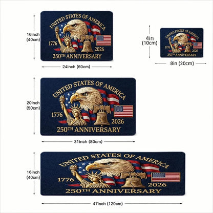 US Independence 250th Anniversary Doormat Multi Pack Set Patriotic Flannel Rug Non Slip Rubber Backing Washable Welcome Mat