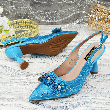 New Arrival African Women Shoes Decorated with Rhinestone Shoes for Women 2025 Designer Luxury Plus Size 43 Wedding Shoes Bride