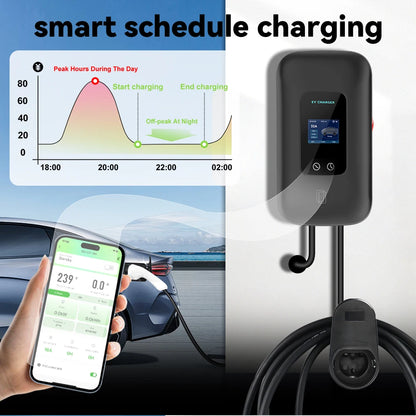 IPENGEN Type2 EV Charger Station 32A 7KW Charging Station 11KW 22KW 3Phase IEC 62196-2 EVSE Wallbox Smart Wireless APP Control
