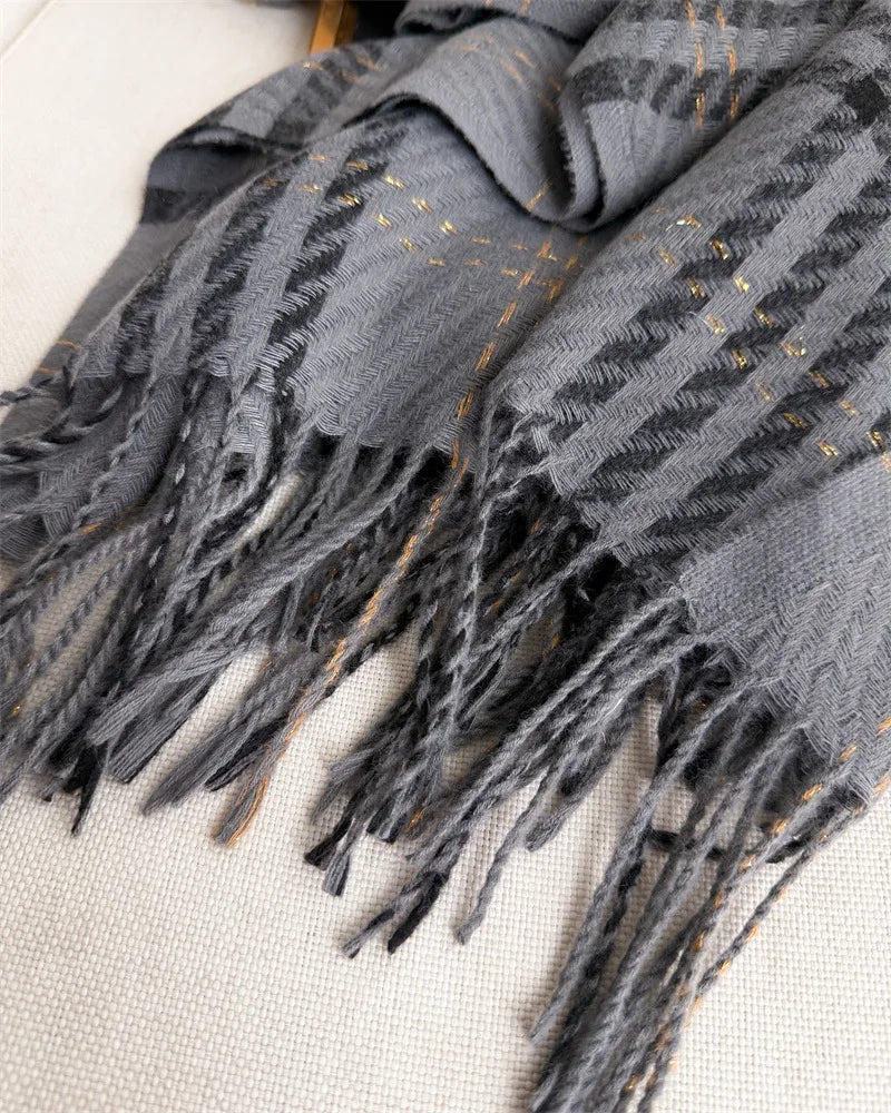 Houndstooth Scarf Men Women Autumn Winter Cashmere Scarves Wrap Student Fashion Thicken Warm Long Tassel Shawl Lady Bufanda New