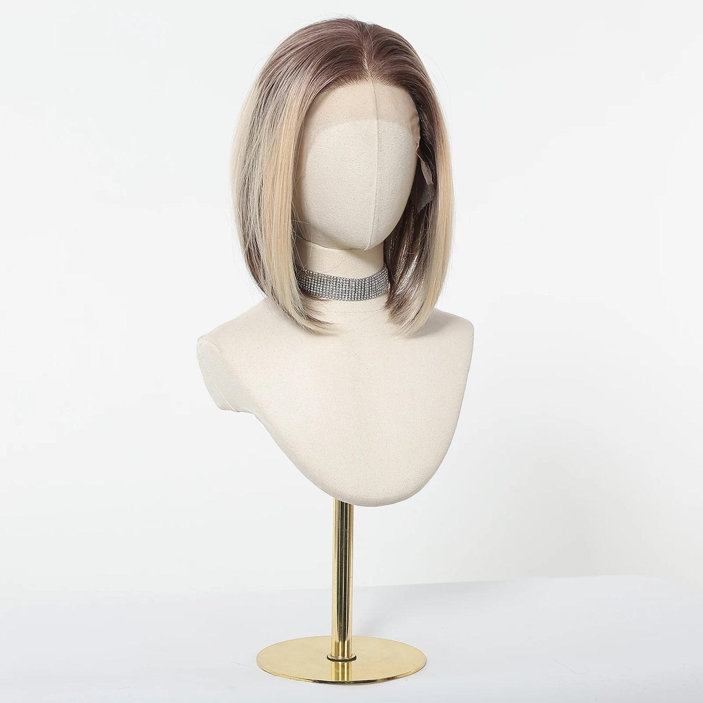 13*6 HD Transparent Lace Front Wigs Natural Hairline Short Straight Synthetic Wigs For Women Daily Party Brown Mixed Blonde Wigs