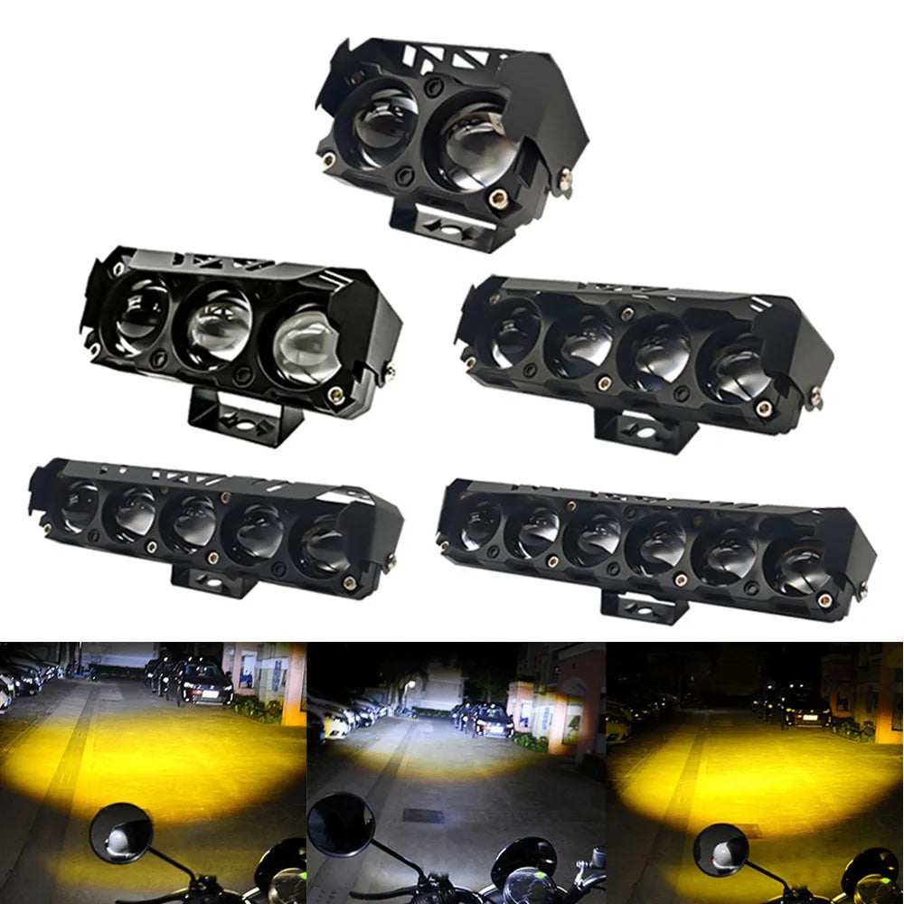 Motorcycle LED light Spotlight headlight lens Motorcycle Driving lights Spot Lamp yellow white High Low beam Moto Running Light
