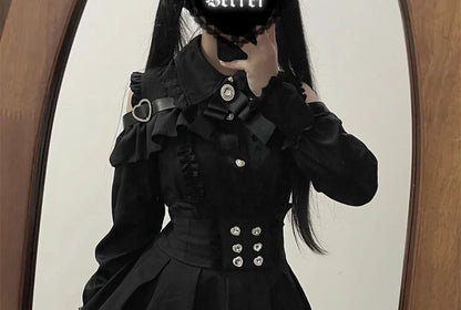 Gothic Women's Clothing Shirt Long Sleeve Lolita Blouse Japanese Bow Tie Sweet Cute Tops Design Streetwear Y2k Retro Blouse New