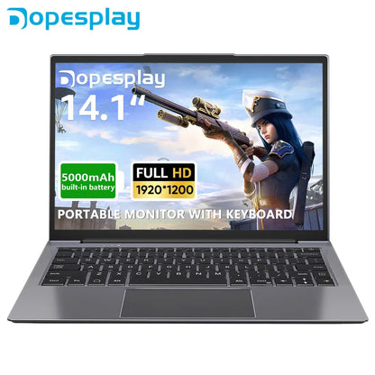 Dopesplay 14.1 inch Portable Lapdock Monitors with Keyboard For Samsung Steam DeX HDR 1200P IPS Laptop External Screen Extender