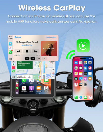 6.25 Inch Portable Quick Disassembly Motorcycle Carplay Android Auto GPS for Moto Navigation IP67 Waterproof IPS Display TPMS