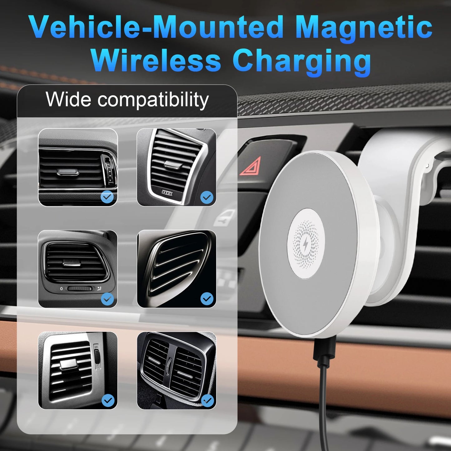 15W Magnetic Car Wireless Chargers Mount Fast Charging Station Dock 360° Adjustable For iPhone17/16/15/14/13 All Android Phones
