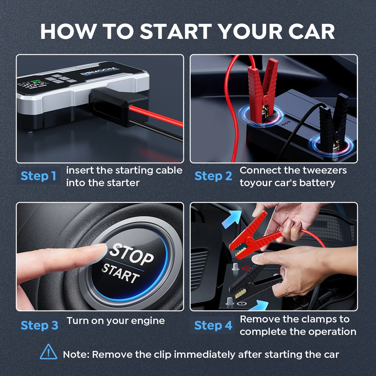 Car Jump Starter Pump Air Compressor Starting Device Booster Power Bank 12V Digital Tire Inflator 150PSI