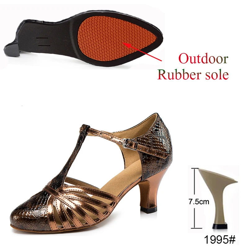 New Latin Shoes Salsa Tango Ballroom Party Women's Shoes Bronze High Heel Dance Sneakers Outdoor Fashion Women's Shoes On Sale