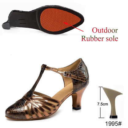 New Latin Shoes Salsa Tango Ballroom Party Women's Shoes Bronze High Heel Dance Sneakers Outdoor Fashion Women's Shoes On Sale