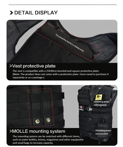 Military Tactical Molle Vest Airsoft Lightweight Gear Load Carrier Vest Camouflage CS Wargame Hunting Adjustable Waistcoat