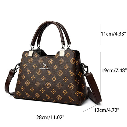 Luxury Handbag Fashion Print Large Capacity Soft Leather Women Shoulder Crossbody Bag Leisure Designer Ladies Purses and Handbag