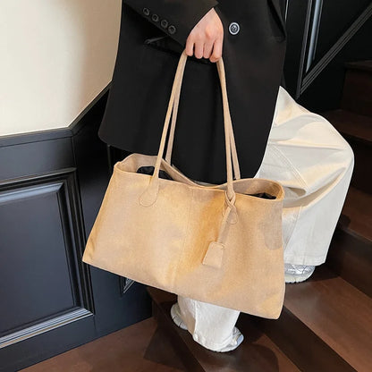 Elegant Shoulder Bag Pouch Suede Shoulder Bag Korean Style Storage Suede Handbag Suede Bucket Bag All-match Underarm Tote Bag