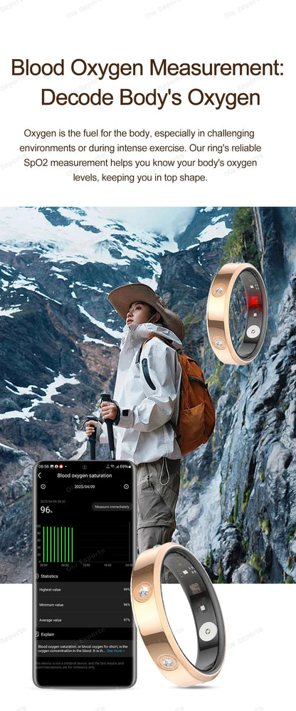 2026 Smart Ring Women Men Super narrow 6.3mm Heart Rate Health Stress measurement Monitor IP68 Waterproof Fashion Sports Rings