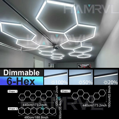 Hexagon Dimmable LED Ceiling Light Modern Honeycomb Panel with 3-Level Dimming 100%/50%/20% for Living Room Bedroom Salon Garage