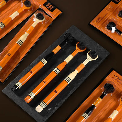 3PCS/Set Orange Triple Head Toothbrush Ultra Fine Soft Bristles For Adult Daily Home Care Travel Portable Kit